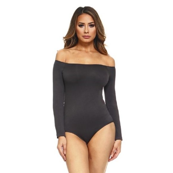 Long Sleeve Off the Shoulder Bodysuit - Picture 1 of 4